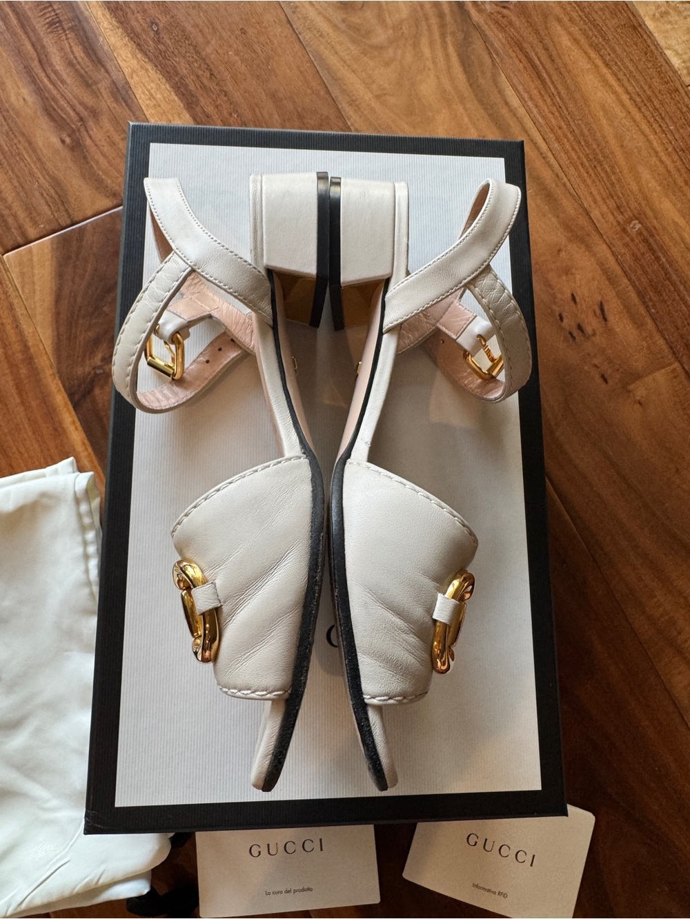 Gucci Baby Horsebit Leather Low Block Heel Sandal 36 - Picture 5 of 8